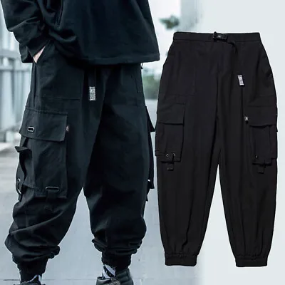 Mens Multi Pockets Baggy Cargo Pants Hip Hop Casual Loose Harem Trousers Streets • $30.65