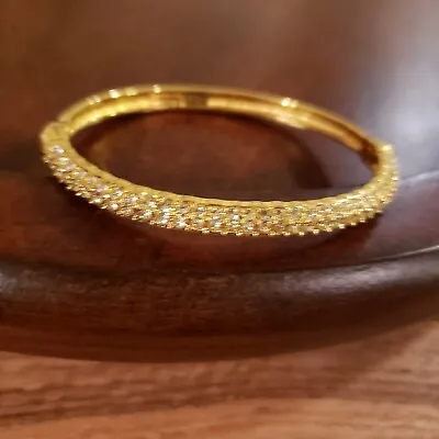 NOLAN MILLER Oval Hinged Bangle Bracelet Yellow Crystals In Yellow Gold • $38.95