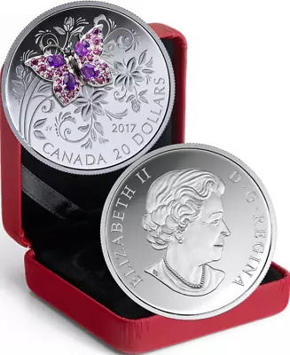 $400.72 • Buy 2017 Butterfly Bejeweled Bugs $20 1OZ Pure Silver Proof Coin Canada Gemstones