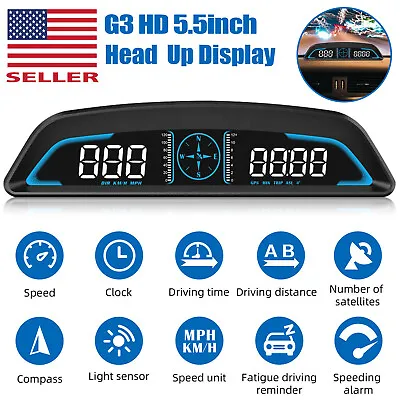 $25.48 • Buy Car Digital GPS HUD Universal Head Up Display LED HD Speedometer Overspeed Alarm