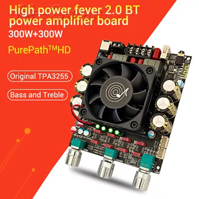 ZK-3002T Bluetooth Digital Amplifier Board 2.0 Stereo 300W+300W With Hi-Low Tone • £38.64