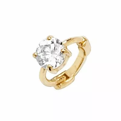 9ct Gold Cartilage Hoop Earring - Huggie Diamond Set Solitaire - Earrings 4 All • £20.95