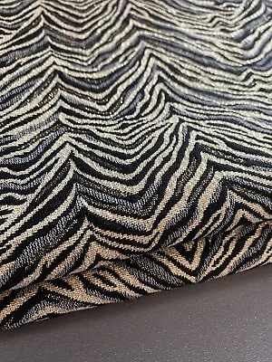 Black Gold Lurex Mod Tiger Zebra Jacquard Sparkly Holiday Fabric 55 X 3 Yards • $28