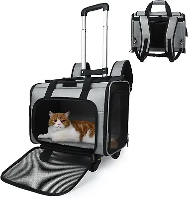Airline Approved Expandable Pet Carrier Backpack With Wheels(Large Space) Rolli • $126.89