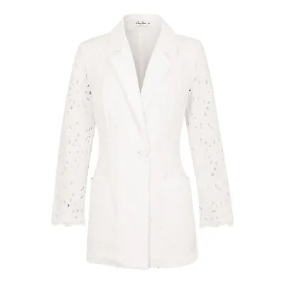 Charo Ruiz Ibiza Women's White Kora Broderie Anglaise Blazer Size Medium  • $289