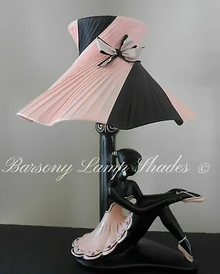 PLASTIC RIBBON PINK & BLACK LAMPSHADE For BARSONY BALLERINA LADY LAMP • $145