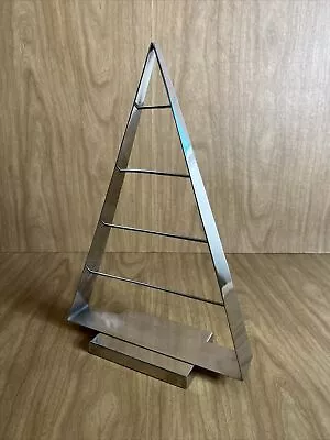 Crate & Barrel Christmas Ornament Tree Display 16” X 11” Triangle Silver • $39.99
