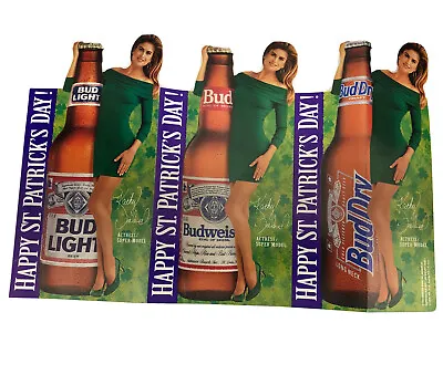 Vintage Budweiser Bud Light Dry Advertising Sign Table Top Standee Kathy Ireland • $10.72