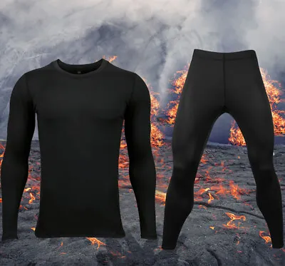 Winter Men Ultra-Soft Fleece Underwear Thermal Top Bottom Long Johns Pant Set • $19.99