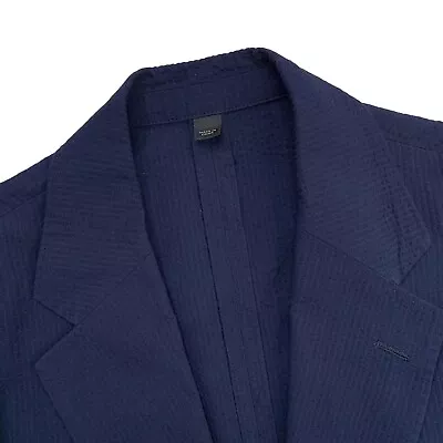 Mens 36 S J Crew Ludlow Navy Blue Tonal  Mini Stripe Cotton Seer Sucker Blazer • $79.95