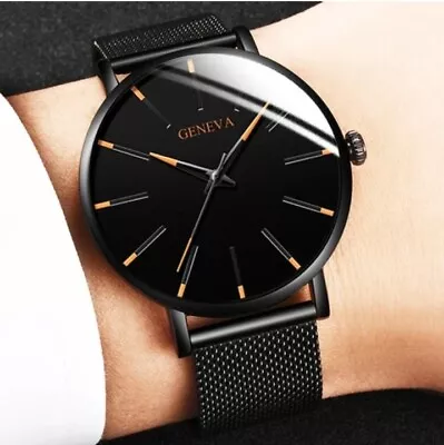 Minimalist Men's Fashion Ultra-Thin Watch - Stainless Steel Mesh Bracelet • £4.99