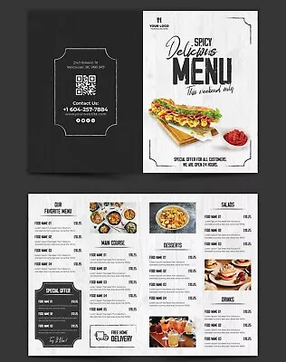 Takeaway Resturant Menu A5-A4 Menu Covers For Resuratnt/Bar/Takeaway Design • £0.99