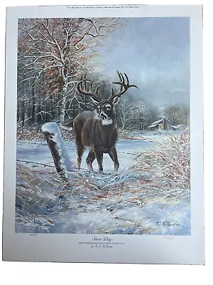 R.J. McDonald Snow Day Four 21.5 X 17.5 Deer Buck Signed/Numbered Lithograph • $195