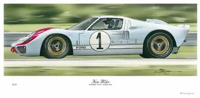 Print Ken Miles Le Mans 66 1966 Gt40 Chritian Bale 2020 Signed By Artist • £70