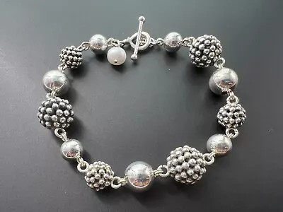 Michael Dawkins Sterling Silver 925 Pearl Drop Granuation Toggle Bracelet 8  • $79