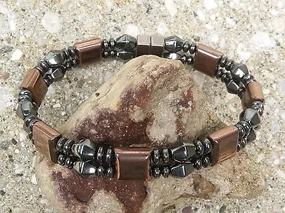 Men’s Women’s 100% Magnetic Therapy COPPER N BLACK Hematite BRACELET ANKLET 2row • $44.99