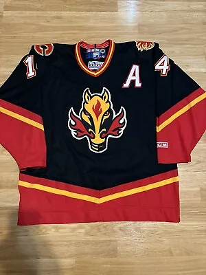 Theo Fleury Blasty Calgary Flames Rare NHL CCM Hockey Jersey Black Alternate XL • $250