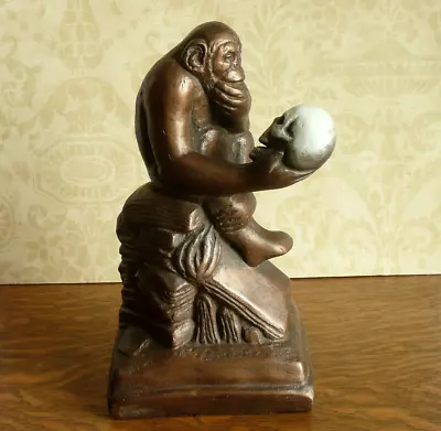 Monkey Skull Sculpture Vintage  1962 Austin  Thinker  Darwin  Philosophy Statue • $34