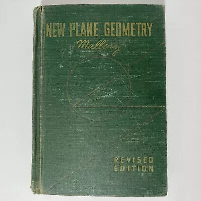 New Plane Geometry Virgil Mallory 1943 Mathematics Book Vintage School Ex-lib • $17.50