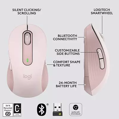 Wireless Right Handed Logitech M650 Mouse Signature Upgraded  Silent Smart Wheel • £10.76