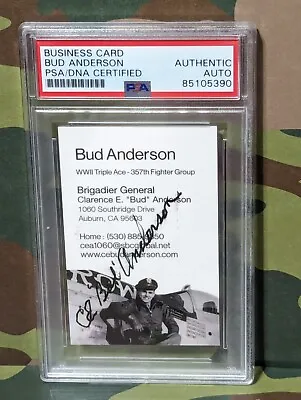 PSA Clarence Bud Anderson Autograph WWII Triple Ace Business Card P-51 Mustang  • $60