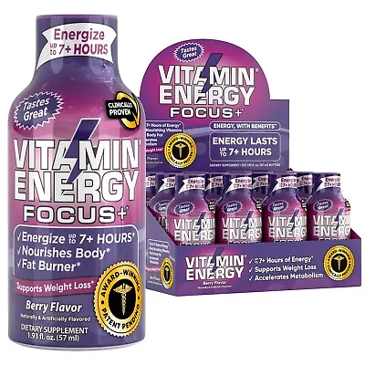 (12 Pack) Vitamin Energy® Focus+ Berry Energy Shots Clinically Proven • $29.95