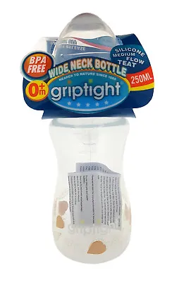 £24.99 • Buy Griptight - Wide Neck Baby Bottle With Medium Flow Teat - Neutral Leaf Design