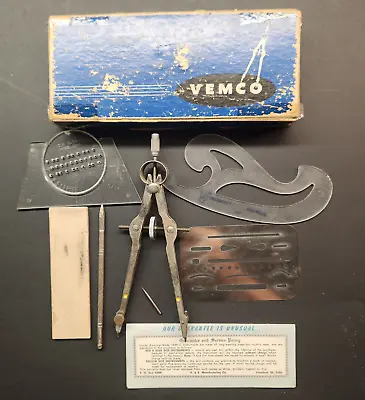 Vintage VEMCO 40-C Compass Drafting Tool Drawing Instrument W Box & Accessories • $7.49