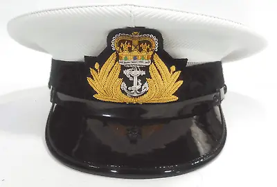 Royal Navy Officer Cap Naval Peaked Cap R N Cap Bullion Badge Military Hat • £51.92