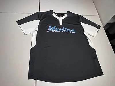 Miami Marlins Jersey Men’s XL Black White Pullover MLB Baseball Cool Base Shirt • $28