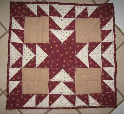 Burgundy/Rust  Starburst Handmade Quilt Topper Mini 21  Square • $14.95