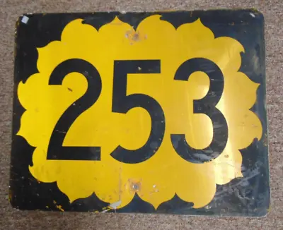 Vintage Kansas State Highway Sign Sun Flower Route 253 Man Cave Original • $74