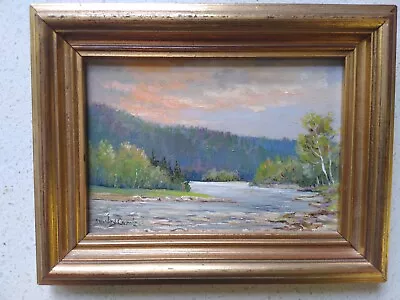 Miniture Oil On Board By Shirley Carnt   Evening Time On River Dee Abergeldie  • £45