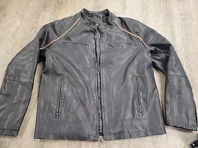 Wilson Leather Men's Vintage Large Moto Motorcycle Jacket Black Quilted Lining • $69.99