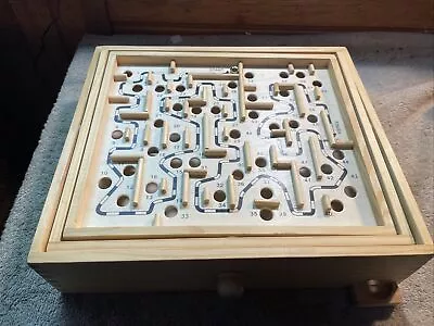 Labyrinth Wooden Maze Game With Marble Puzzle Game For Family Fun • $15