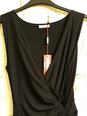 £7.99 • Buy Wal G Black Sleeveless Midi Dress, UK 12, Twist/wrap Feature To Front, BNWT