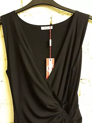 Wal G Black Sleeveless Midi Dress UK 12 Twist/wrap Feature To Front BNWT • £7.99