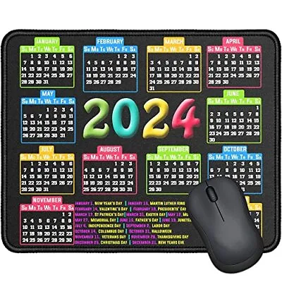 2024 Calendar Mouse Pad Gaming Designed Mouse Mat Non Slip Rubber Multicolor • $15.23