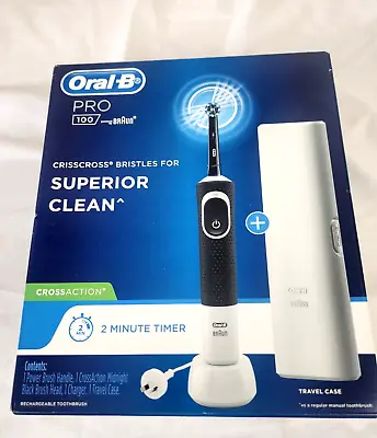 $49 • Buy Oral-B PRO 100 CROSSACTION Rechargeable Electric Toothbrush Midnight Black NEW