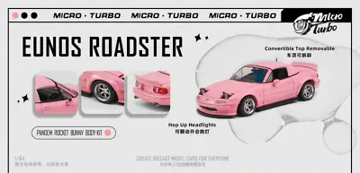 Micro Turbo 1:64 Mazda MX-5 Eunos Roadster Pandem Rocket Bunny Pink/purple/blue • $29.88