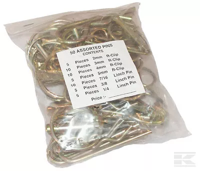 50 X MIXED PINCH PINS & R-CLIPS -  6mm 9mm 11mm Tractor Linkage Lynch Parts • £11.50