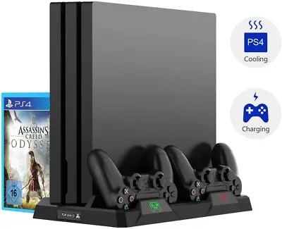 $58.41 • Buy PS4 Stand Dock Controller Charger Cooling Fan Hub USB Playstation 4 Pro Slim PS