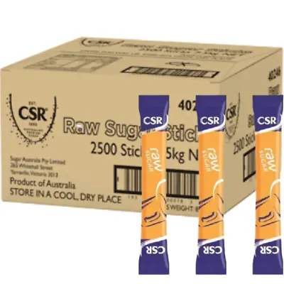 NEW 2500x CSR Raw Sugar Sticks 3g Box Individual Sachets Bulk • $74.95