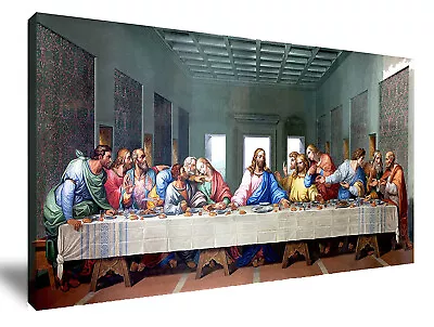 Last Supper Religion Jesus Canvas Wall Art Wood Framed Ready To Hang XXL • £15