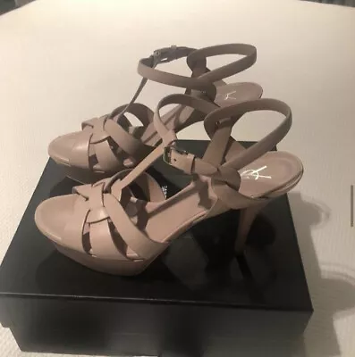 $650 • Buy YSL Saint Laurent Sz 38.5 Platform Leather Tribute 75 Heels (box And Dustbags)