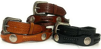 Men's Concho Western Cowboy Leather Belt. Hand Laced Concho Rodeo Decorated Belt • $29.99