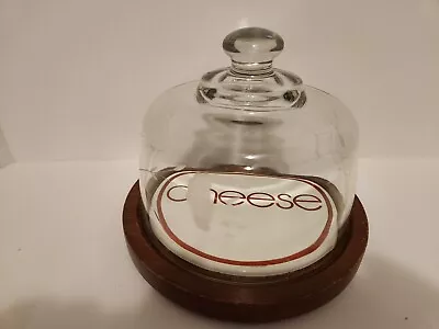 Vintage Goodwood Teak Wood Plate Covered Glass Dome Cake Cupcake Cheese Tray • $13.95