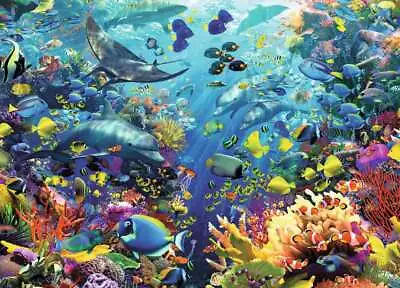 Jigsaw Puzzle Animal Fish Underwater Paradise HUGE 9000 Pieces NEW 76 X55  • $170