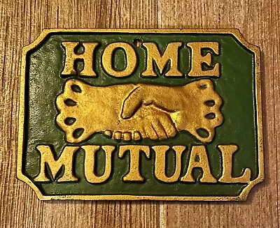 Vintage Home Mutual Fire Insurance Cast Iron Plaque Hanging Door Sign • $44.99