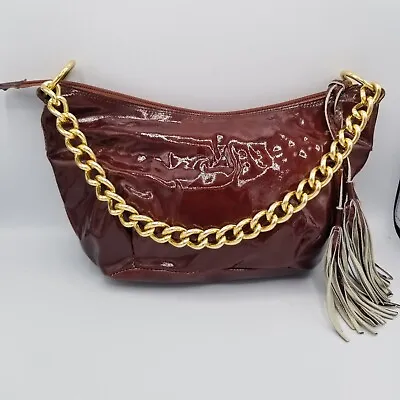 Maurizio Taiuti Made In Italy Red Patent Leather Shoulder Bag Gold Chain  Strap • $30